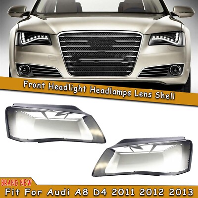 1Pair Headlight Lens Cover Transparent Shell For Audi A8 D4 2011 2012-2013