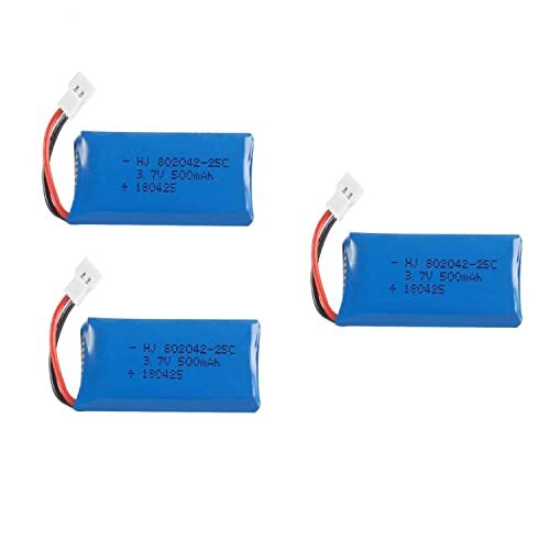 YUNIQUE ITALIA 3 Pezzi Batterie Lipo Ricaricabili 3.7v, 500mAh per Rc (D6N)