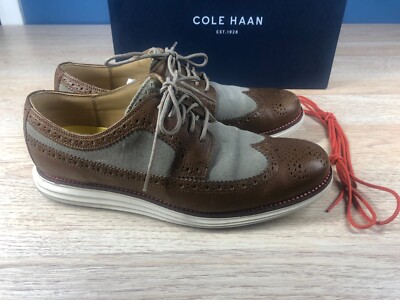 Cole Haan Lunargrand Wingtip Oxfords Two Tone Brown/Tan Mens Size 10