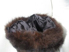 Mink Muff Brown Satin Lined Pocket Inside Adjustable Tie Classic