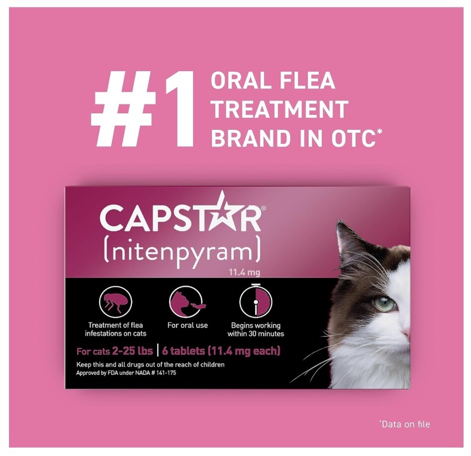 Capstar 6 nitenpyram 11.4 mg Tablets Oral Treatment Cat Cats 225lbs 07