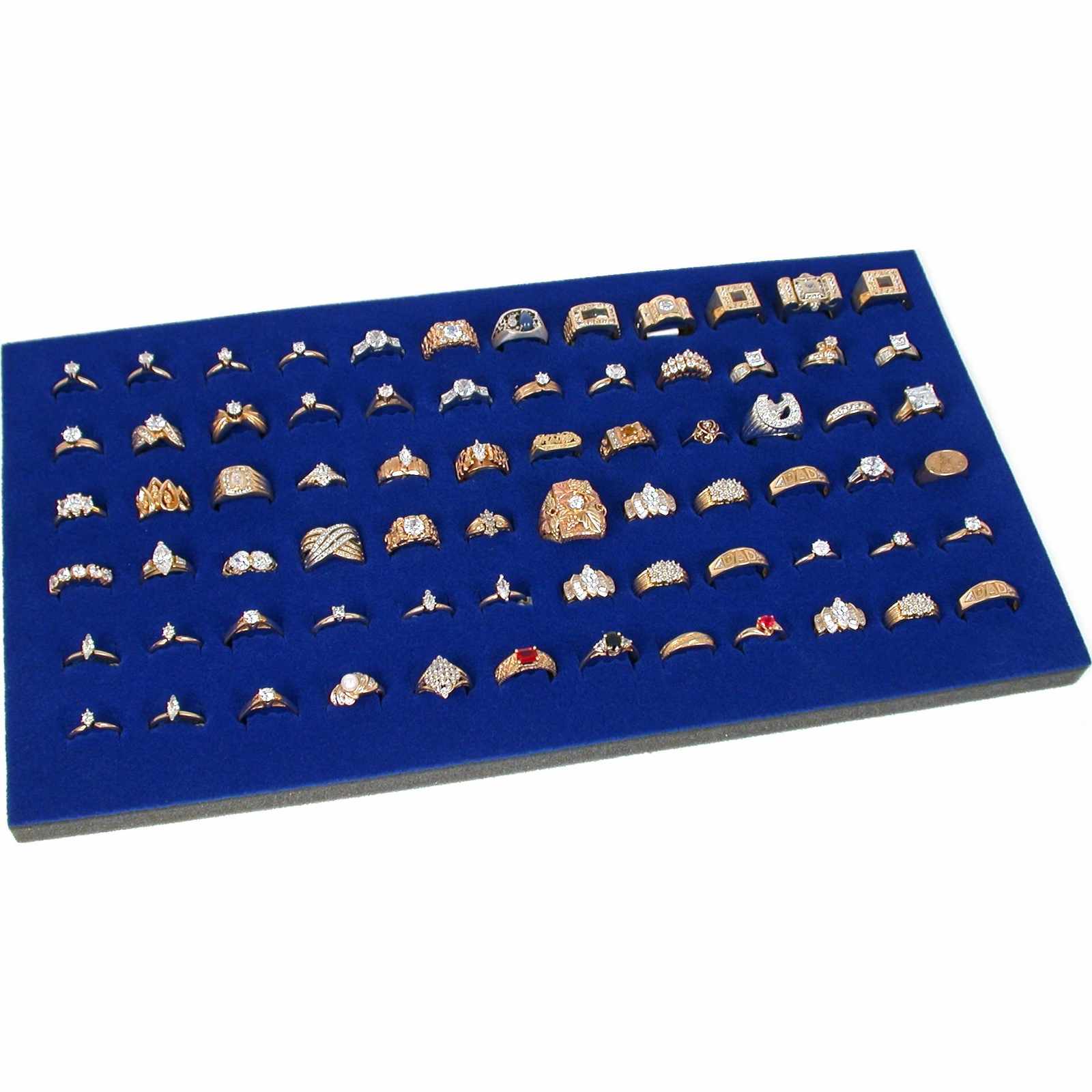 72 Blue Slot Ring Jewelry Display Pad Travel Insert 14 1/4
