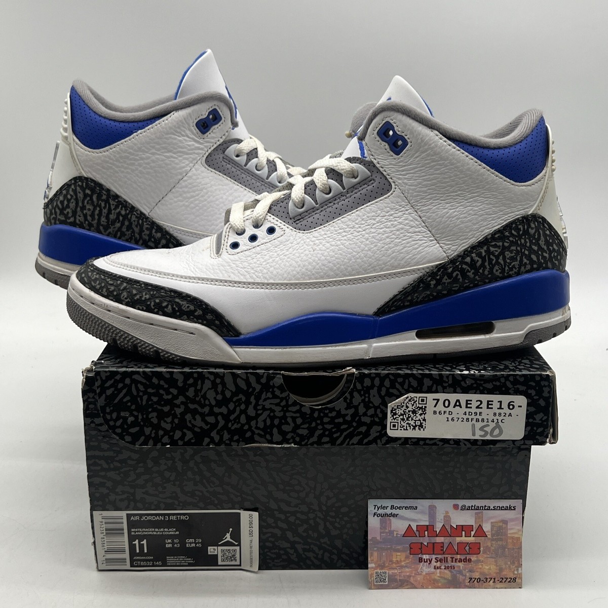 Size 11 Jordan Retro Mid Racer Blue White Black Leather Grey