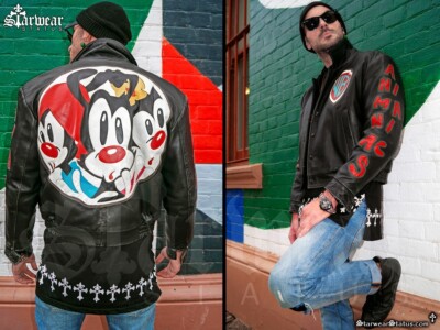 ジャケット・アウター Japanese Label Gimmick Leather Jacket MASTERMIND JAPAN X C2H4® Edition embroidered-logo leather