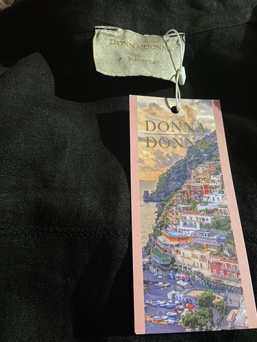DONNA DONNA ITALIAN LINEN Black OPEN JACKET SIZE S/M - Picture 7 of 9