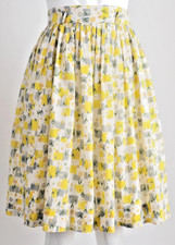 1950s Novelty Print Cotton Flared Skirt Wonderful Spring Print  W 26"