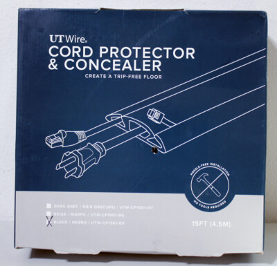 UT Wire Cord Protector & Concealer UTW-CP1501-Bk For a Trip-Free Floor-FAST SHIP