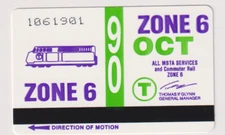 BOSTON    -   MBTA           Monthly Pass        Oct. 1990     ZONE  6