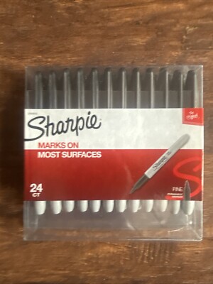 Sharpie Permanent Markers, Fine Point, Black, 24 Count New