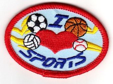 I LOVE SPORTS Iron On Patch Baseball Football Soccer Basketball