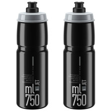 2 x Elite Jet Biodegradable Bicycle Water Bottles Black 750ml (Lightweight/Race)
