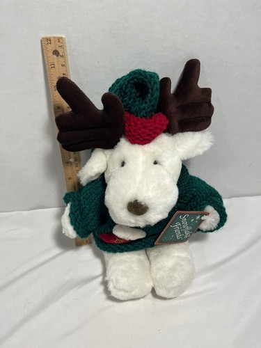 12" DAN DEE SNOWFLAKE FRIENDS White MOOSE Green SWEATER RED STOCKING HAT Tags - Picture 6 of 8