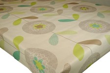 Retro Flower and Stem PVC Vinyl Wipe Clean Oilcloth Tablecloth