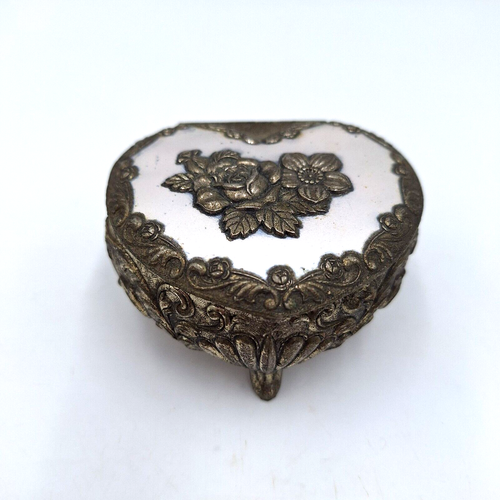 Anello ricordo vintage cuore portagioie metallo rosa argento Giappone - Foto 1 di 9
