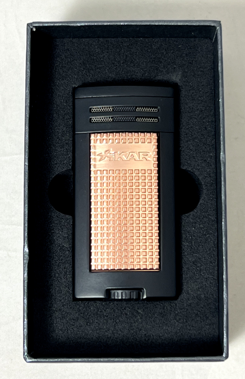 Xikar&reg; Ion Double-Jet Flame Cigar Lighter, Black & Rose Gold 607BKRS