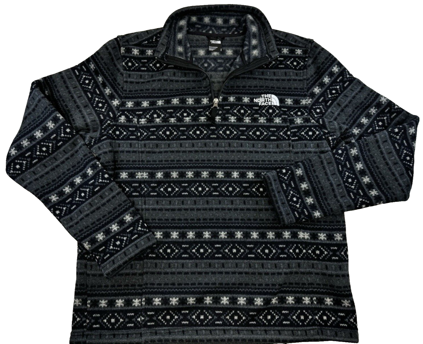 THE NORTH FACE Men's Tsillan ¼ Zip Sweatshirt -Medium-  Gray Fair Isle Print
