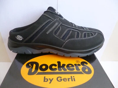 Dockers Herren Clogs Pantolette Pantoletten Schuhe Leder schwarz 52HU003