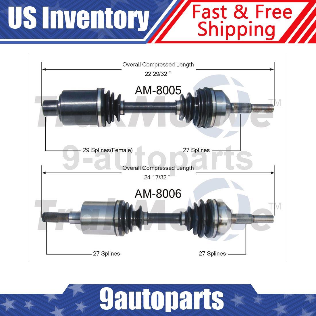 Set of 2 Front CV Axle Shaft CV Joint Assembly For 2002-2007