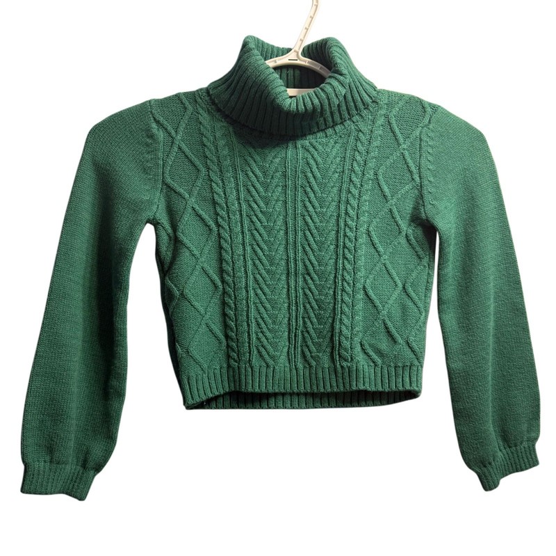 Tahari Kids Size Small (5-6 Years) Green Cable-knit Turtleneck Sweater