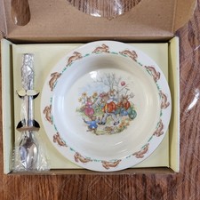 Royal Doulton Bunnykins Multicolor Nursery Dish Set w/ Baby Bowl Spoon