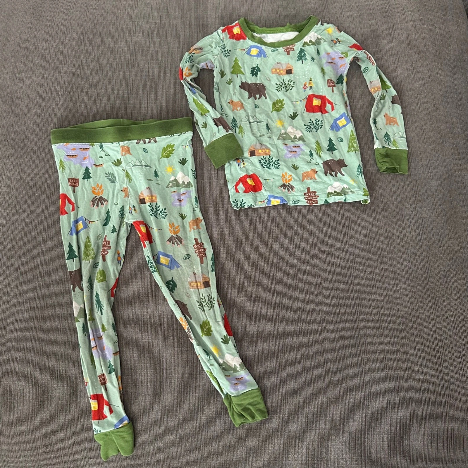 Little Sleepies Great Outdoors Pajamas Kids 18-24M Unisex Green Bamboo Set