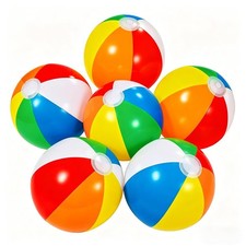 Inflatable Beach Balls, 12 Inch Rainbow Beach Ball Bulk, 6 PCS Beachball Infl...
