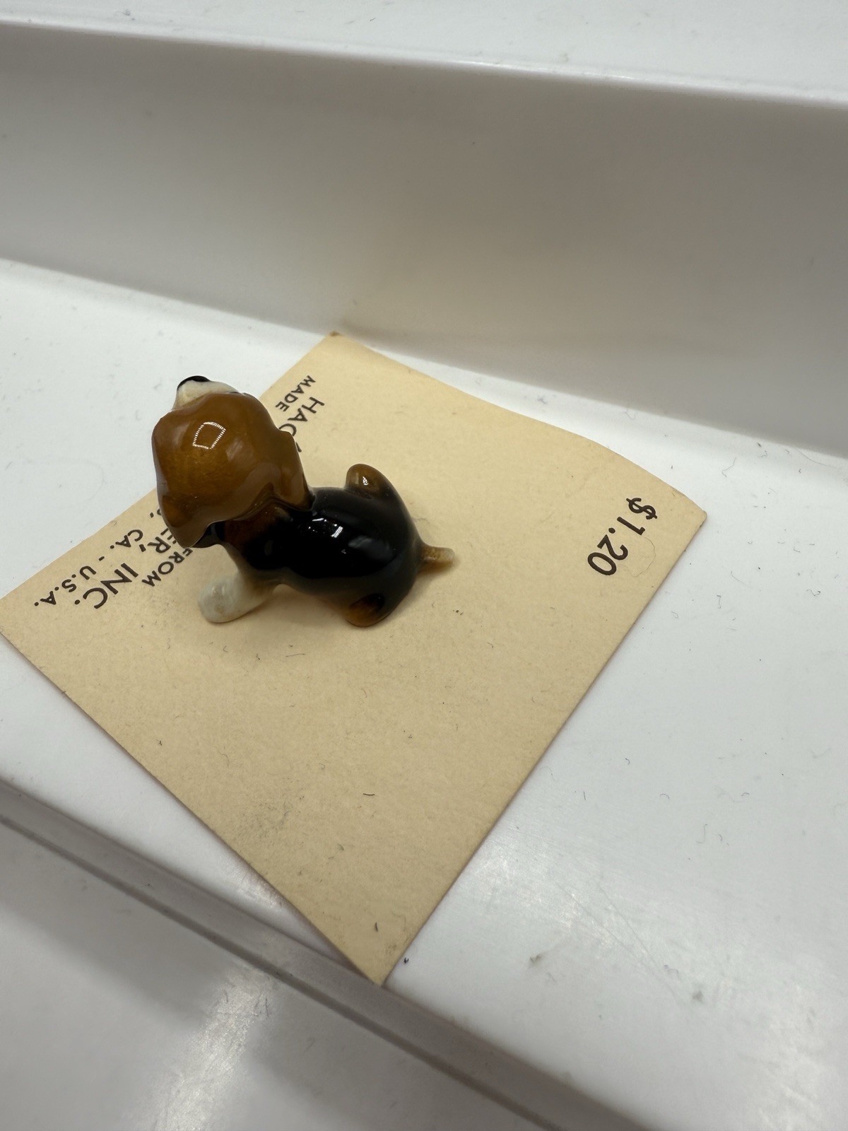 Vintage Hagen-Renaker Beagle Puppy Dog Miniature Figurine 1986 w/ Original Card