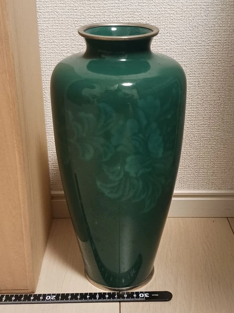Shobido Cloisonne Vase Jade Grün Floral Arabesque Design Japan Grün