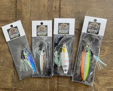 (4)Slow Pitch Jigs Fish Glow Lures25-80g ,FISH Sinking Metal  Micro Jigging Bait