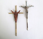 Two VTG Crucifix Cross Silver INRI USA Corpus Jesus & Brass Christus Rex 10"x5" — photo 1