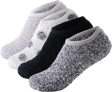 4/6 Pairs Cozy Winter Fuzzy Women Socks Grip Slippers Fluffy House Non Skid Micr