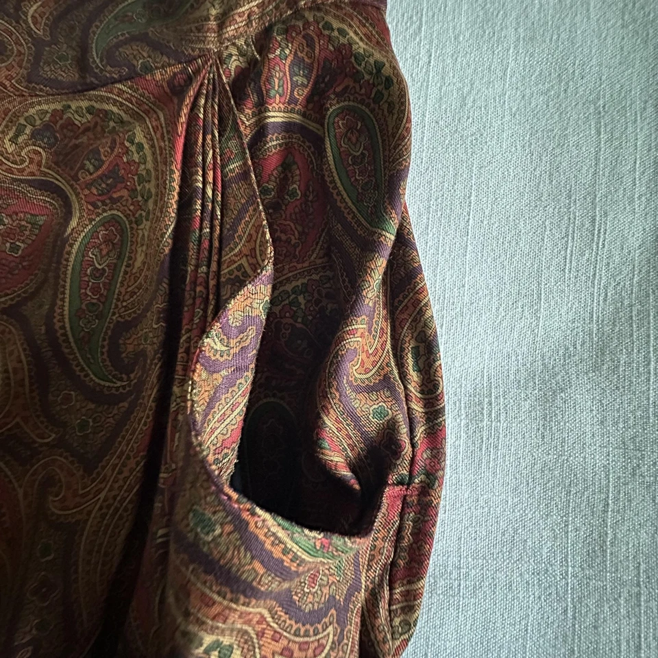 Falda Arlington Avenue Para Mujer 8 Marrón Rojo Paisley Midi Forrada Rayón Hecha en EE. UU. Foto 4 de 4