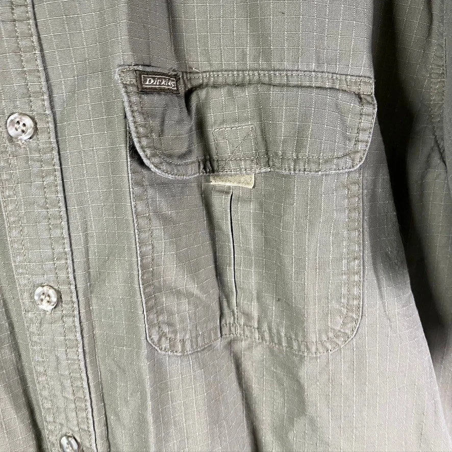 Camisa de trabajo Dickies para hombre XL verde oliva manga corta abotonada algodón Foto 3 de 4