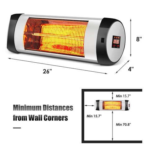 Electric Wall-Mounted Heater Patio Infrared Heater W/ Remote Control - Picture 10 of 10