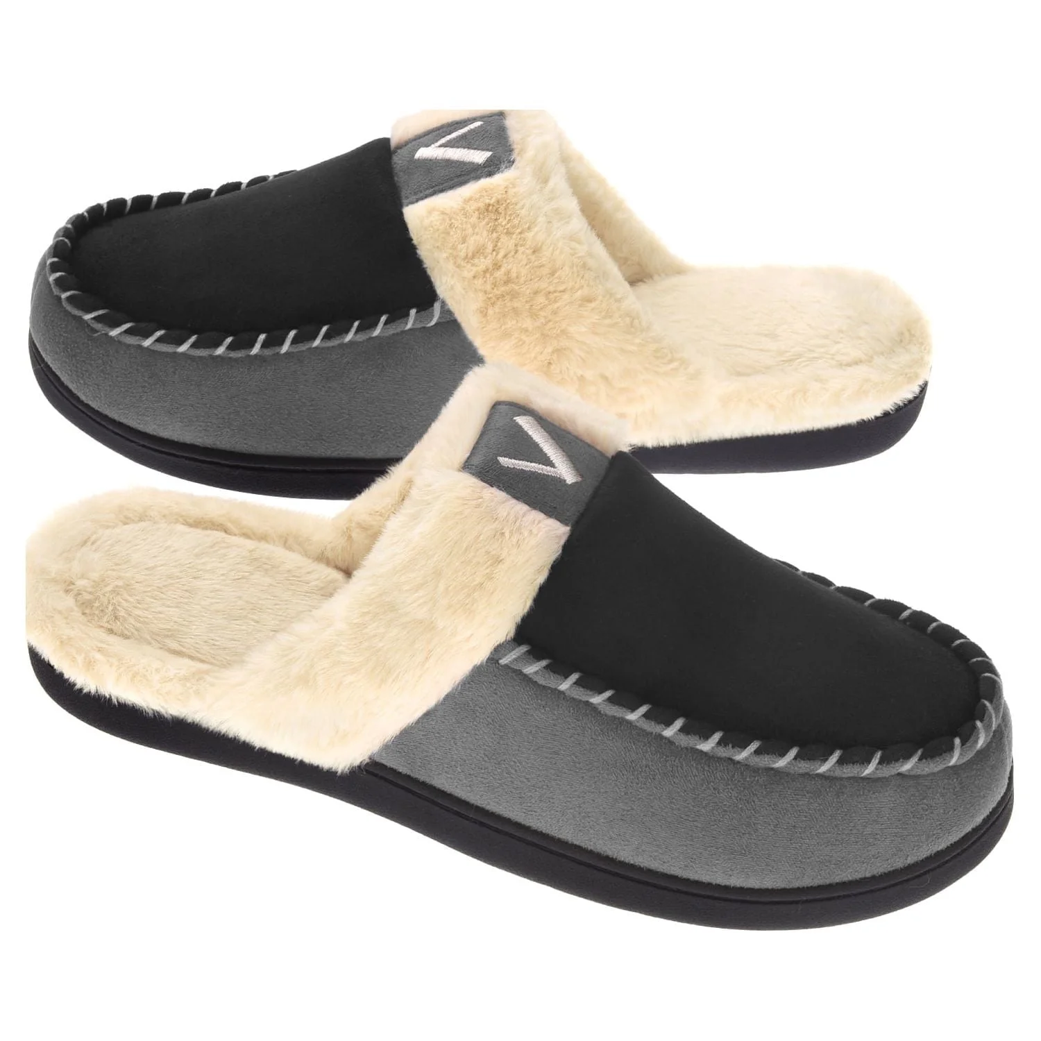Men'S Scuff Slippers Memory Foam Slip on Shoes Moccasin Style House Shoes Indoor-image