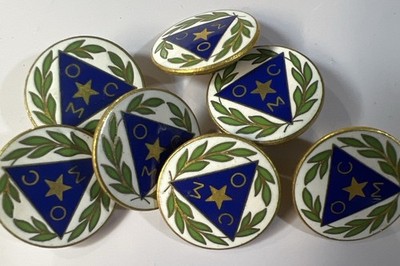 Vintage Enamel Buttons OCM Order of the Magi Triangle Star Wreath Fraternal Lot