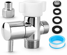 Bidet T Adapter with Shut off Valve, Metal T Valve for Bidet 7/8 X 7/8 X 1/2 O