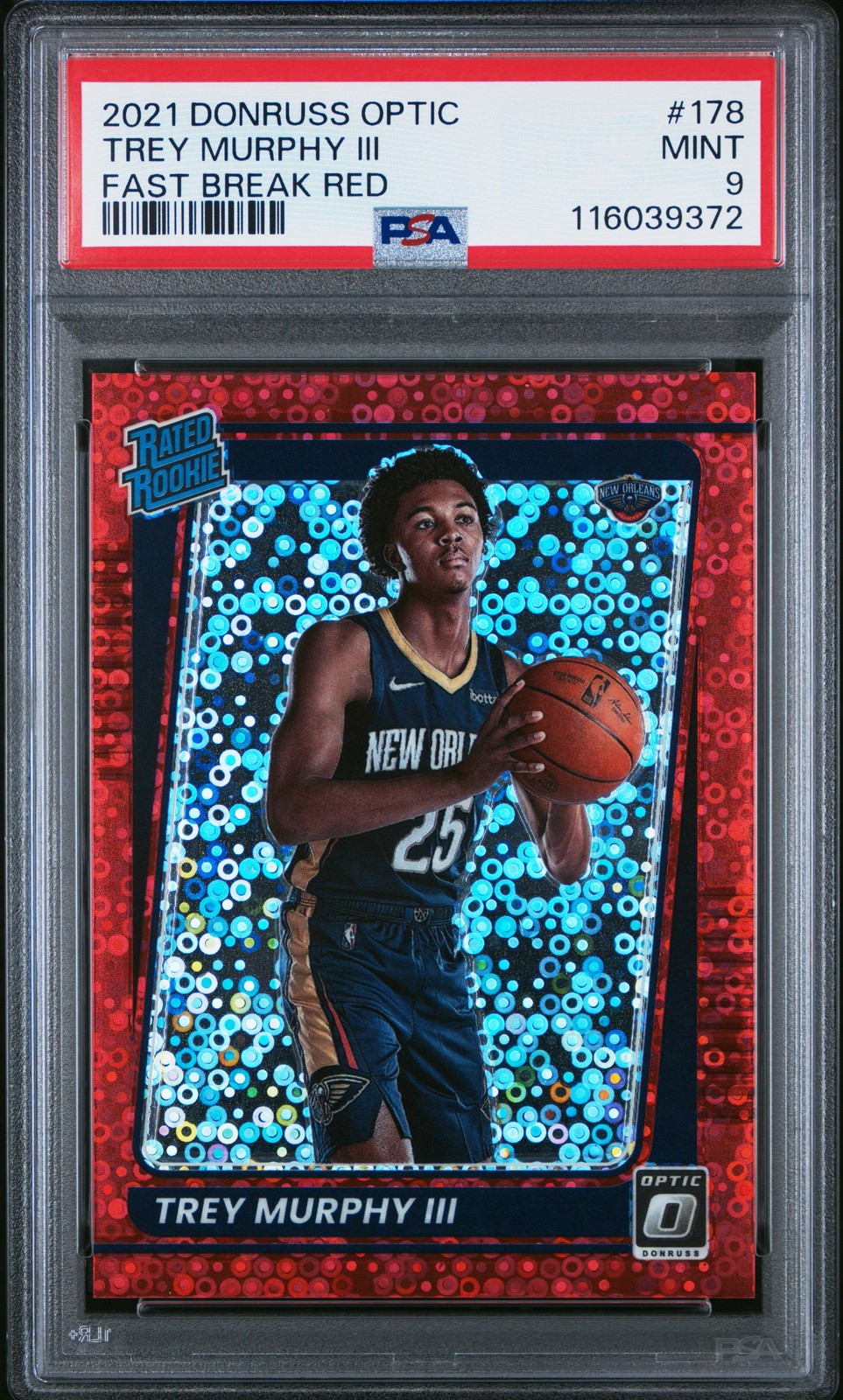 2021 PANINI DONRUSS OPTIC FAST BREAK RED #178 TREY MURPHY III 29/85 PSA 9