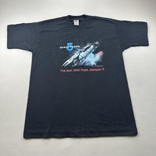 Vintage Babylon 5 T-Shirt Mens XL Black Space Spaceship TV Show Warner Bros 90s