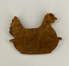 Plastic Acrylic Hen on Nest Chicken Brown Pearlescent Magnet