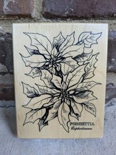 Vintage Wooden Rubber Stamp 1994 Flowers Poinsettia Made in USA New