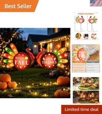 2 Pack LED Light Up Turkey Garden Stakes for Festive Thanksgiving D cor