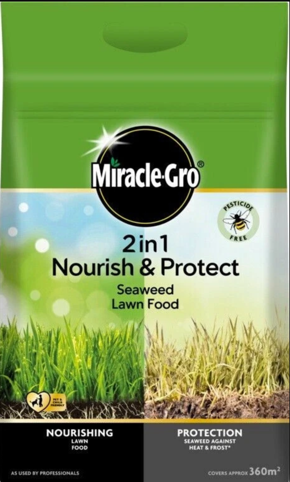 Miracle Gro Seaweed Lawn Food 2 In 1 Care Nourish Protect 360m2 5.4kg Feed