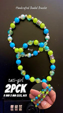 Handmade Blue/Green Glass & Acrylic Beaded Br...