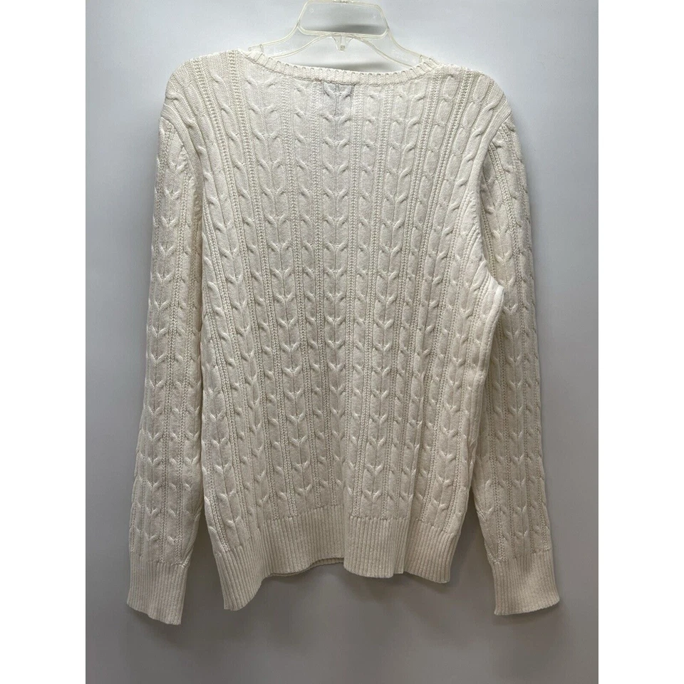  Suéter tejido con cable St JOHN'S BAY para mujer talla XL crema manga larga cuello en V Foto 2 de 4