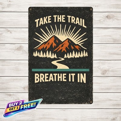 Hiking Hobbies Metal Tin Sign Outdoor Enthusiast Wall Art Decor 8x12