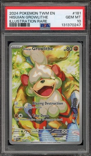 Pokemon Hisuian Growlithe Twilight Masquerade Illustration Rare #181 PSA 10