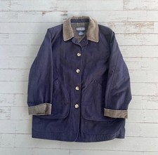 Lands End Women's Navy Barn Jacket with Corduroy Collar size Small