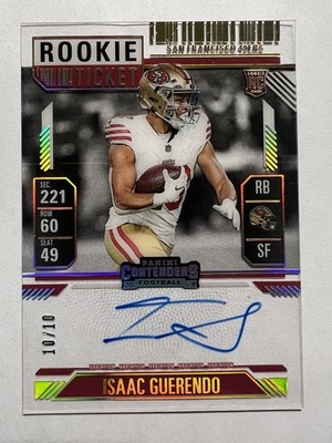 2024 Panini Contenders Isaac Guerendo 10/10 Auto Rookie Ticket On Card Clear 138