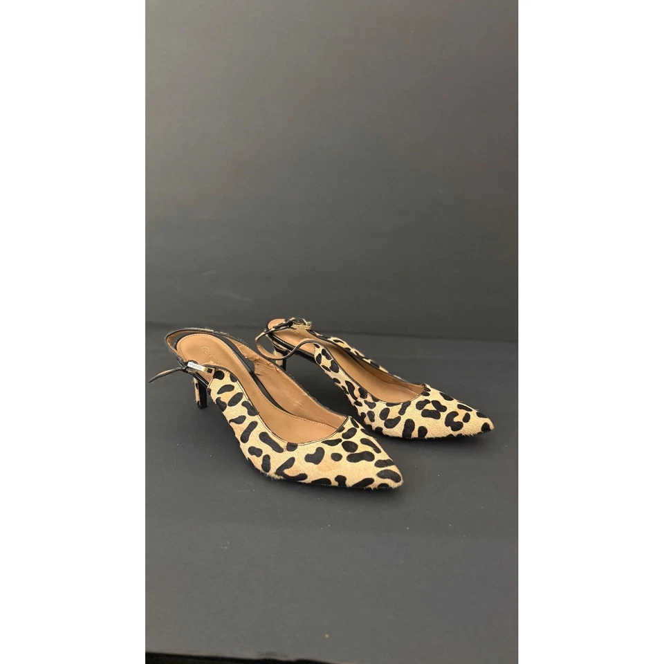 Calvin Klein 豹纹露跟尖头小猫高跟鞋 8.5 — 第 4/4 张图片